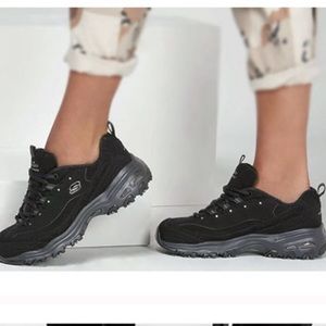 D’Lites Black Sketchers Wide Fit Memory Foam